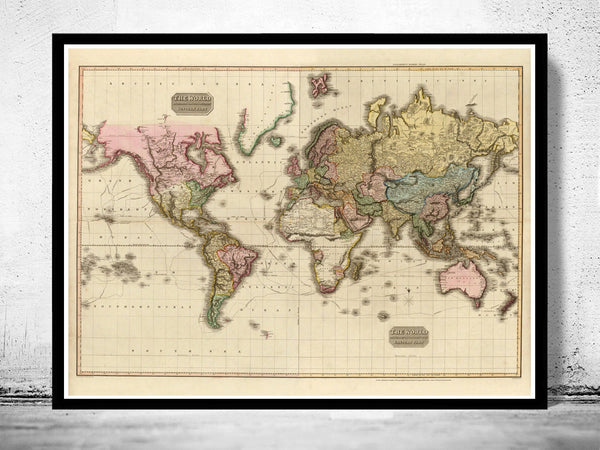 Old World Map in 1812  | Vintage Poster Wall Art Print | Vintage World Map