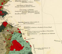 Old Map of United Kingdom Geological Palaeontological 1854 Vintage Map  | Vintage Poster Wall Art Print |