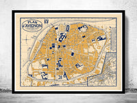 Old Map of Avignon  France 1931  | Vintage Poster Wall Art Print |