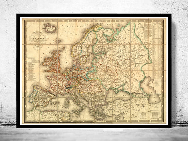 Old Map of Europe 1867 Antique Map of Europe | Vintage Poster Wall Art Print | Vintage World Map