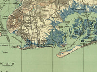 Vintage Map of Long Island 1913  | Vintage Poster Wall Art Print |