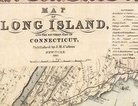 Old Map of Long Island 1863  | Vintage Poster Wall Art Print |