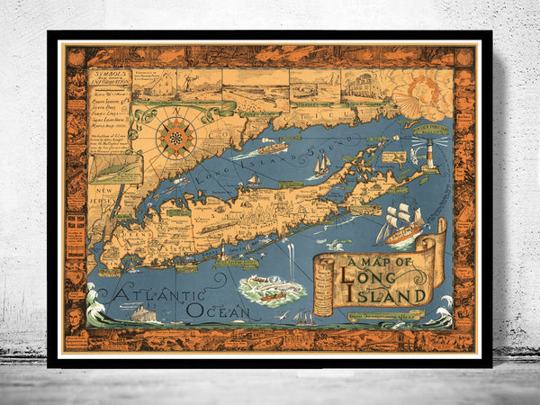 Vintage Map of Long Island Old Map | Vintage Poster Wall Art Print |