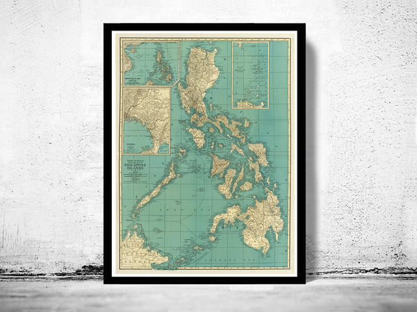 Old Map of Philippine Islands Philippines 1924  | Vintage Poster Wall Art Print |