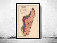 Old Map of Madagascar 1929 Vintage Map | Vintage Poster Wall Art Print |