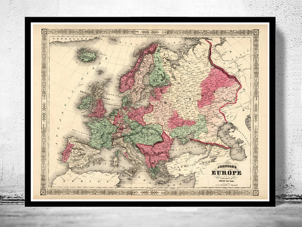 Old Map of Europe 1864  | Vintage Poster Wall Art Print | Vintage World Map