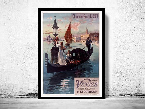Vintage Poster of Paris and Venice 1897 Tourism poster travel