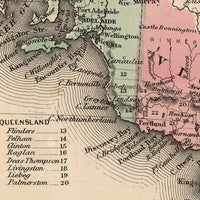 Old Map of Australia Oceania 1864 Vintage Map | Vintage Poster Wall Art Print |