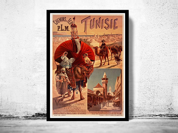 Vintage Poster of Tunisie Tunisia  1891 Tourism poster travel  | Vintage Poster Wall Art Print |