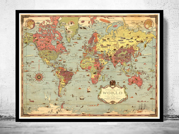 Vintage Map of The World 1931 Old World Map  | Vintage Poster Wall Art Print | Vintage World Map