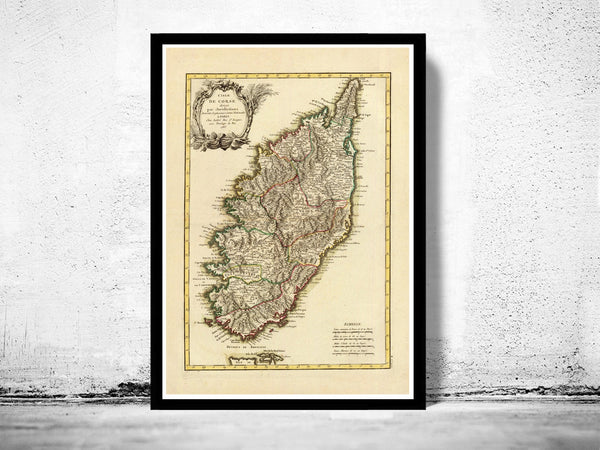 Old Map of Corsica Isle de Corse 1783  | Vintage Poster Wall Art Print |