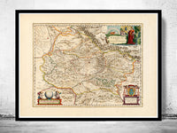 Vintage Map of Umbria Tuscany Toscana Italy 1662  | Vintage Poster Wall Art Print |