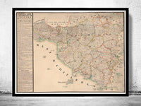 Old Map of Tuscany Italy Toscana 1780 vintage Map | Vintage Poster Wall Art Print |