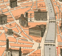 Old Map of Florence Firenze Monumentale 1910  | Vintage Poster Wall Art Print |