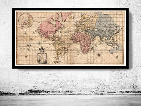 Old World Map antique 1676  | Vintage Poster Wall Art Print | Vintage World Map