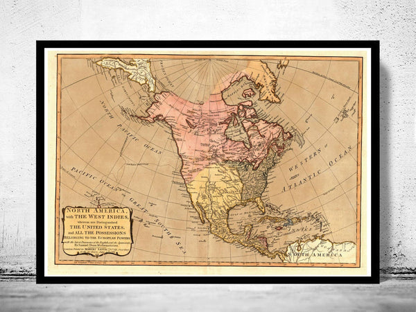 Old Map of North America 1786  | Vintage Poster Wall Art Print |