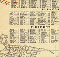 Old map Oakland Alameda Berkeley California 1925  | Vintage Poster Wall Art Print |