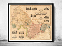 Old Map of Cambridge Massachusetts 1854 Vintage Map | Vintage Poster Wall Art Print |