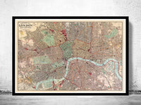 Old Map of London Map 1880  | Vintage Poster Wall Art Print |