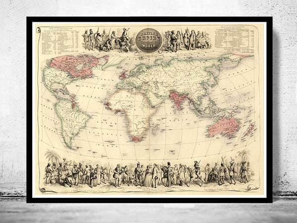 Old World Map Antique Atlas 1850  | Vintage Poster Wall Art Print | Vintage World Map