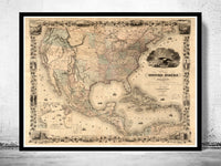 Old Map of United States 1850 Vintage Map | Vintage Poster Wall Art Print |