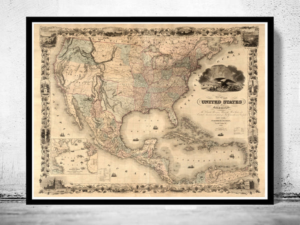 Old Map of United States 1850 Vintage Map | Vintage Poster Wall Art Print |