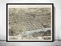 Vintage Map of Knoxville 1871 Knox County Tennessee Old Panoramic View