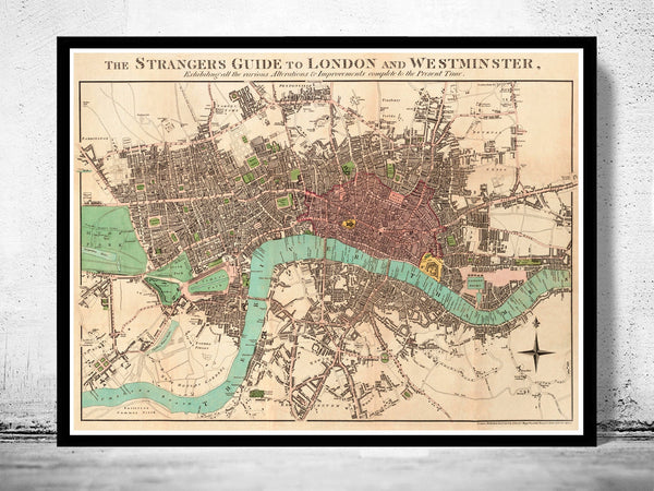 Old Map of London Map 1806 Vintage Map | Vintage Poster Wall Art Print |