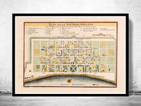 Old Map of New Orleans 1764 Vintage Map of New Orleans | Vintage Poster Wall Art Print |