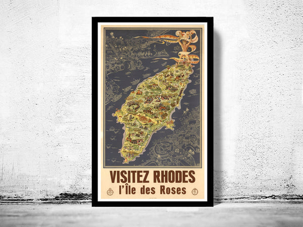 Vintage Poster of Rhodes Island Greece  | Vintage Poster Wall Art Print |