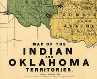 Old Map of Oklahoma Indian Territory 1892  | Vintage Poster Wall Art Print |