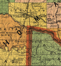 Old Map of Oklahoma Indian Territory 1892  | Vintage Poster Wall Art Print |