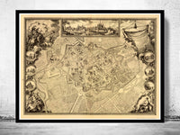 Old Map of Dijon 1759 Vintage Map  | Vintage Poster Wall Art Print |