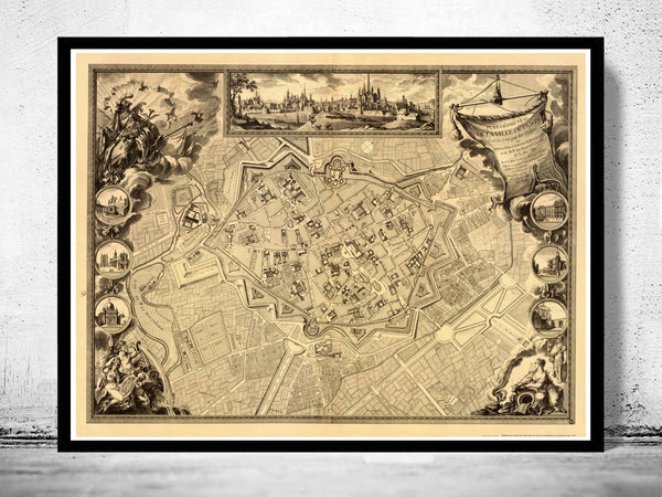 Old Map of Dijon 1759 Vintage Map  | Vintage Poster Wall Art Print |