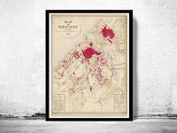 Old Map of Rabat 1924 Vintage Map | Vintage Poster Wall Art Print |