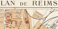 Old Map of Reims France 1926  | Vintage Poster Wall Art Print |