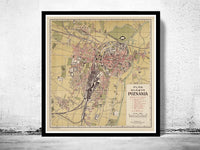 Old Map of Poznan Poland 1924  | Vintage Poster Wall Art Print |