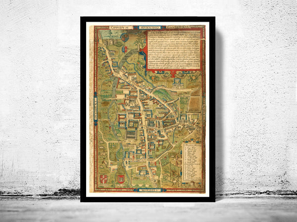 Old Map of Cambridge 1574 England Vintage Map | Vintage Poster Wall Art Print |