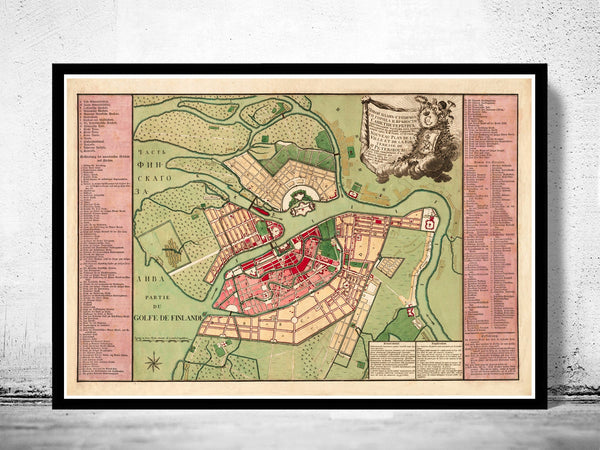 Old Map of  Saint Petersburg 1776  | Vintage Poster Wall Art Print |