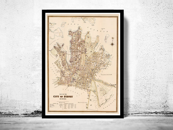 Old Map of Sydney Australia 1895 Vintage Map of Sydney | Vintage Poster Wall Art Print |