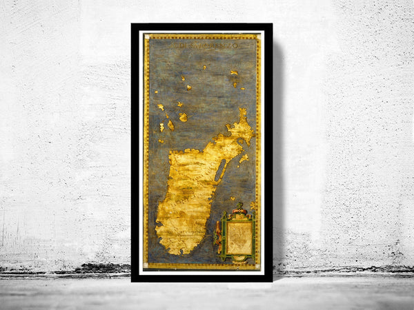 Old Map of Madagascar 1565 Vintage Map  | Vintage Poster Wall Art Print |