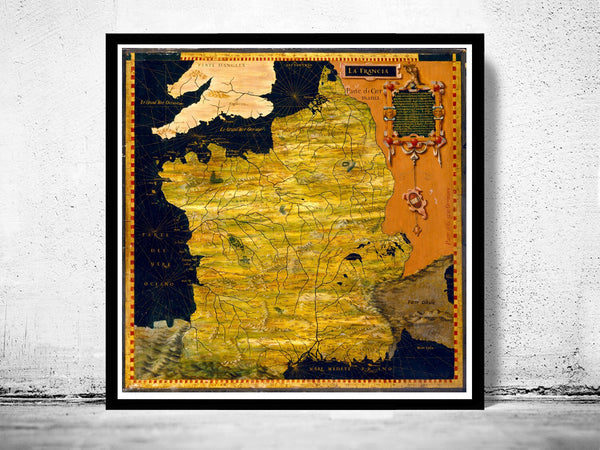 Old Map of France 1576  | Vintage Poster Wall Art Print |