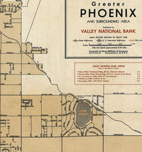 Old map of Phoenix Arizona 1947 Vintage Map  | Vintage Poster Wall Art Print |