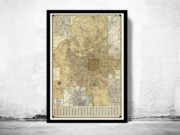 Old Map of Atlanta Vintage Map  | Vintage Poster Wall Art Print |