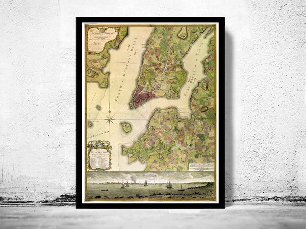 Old Map of New York 1770  | Vintage Poster Wall Art Print |