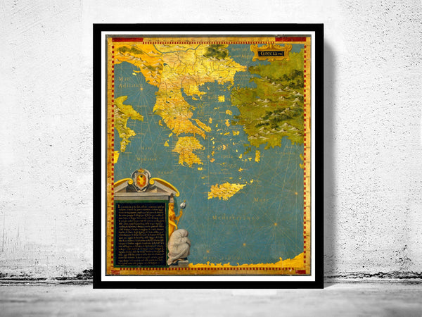 Old Map of Greece 1585 Vintage map  | Vintage Poster Wall Art Print |