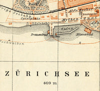 Old Map of Zurich, Switzerland 1913 Vintage Map | Vintage Poster Wall Art Print |