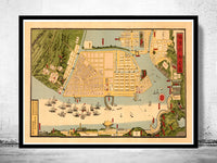 Old Map of Yokohama Japan 1848  | Vintage Poster Wall Art Print |