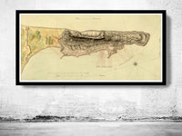 Old Map of Gibraltar Spain 1800  | Vintage Poster Wall Art Print |