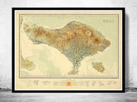 Old Map of Bali Indonesia  | Vintage Poster Wall Art Print |